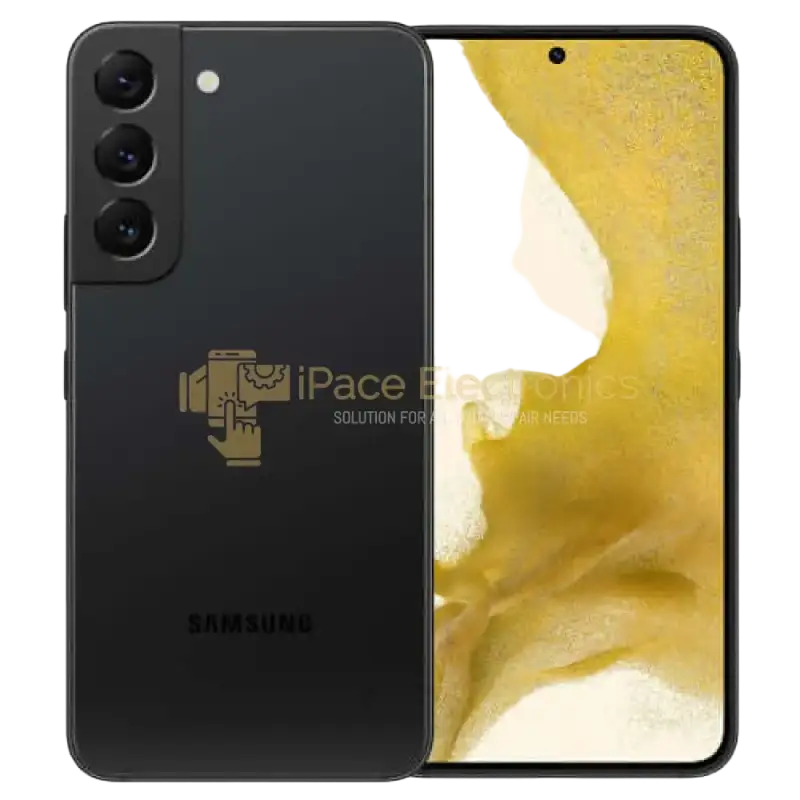 Samsung Galaxy S22 5G unlocked smartphone in black with vibrant display and triple camera setup