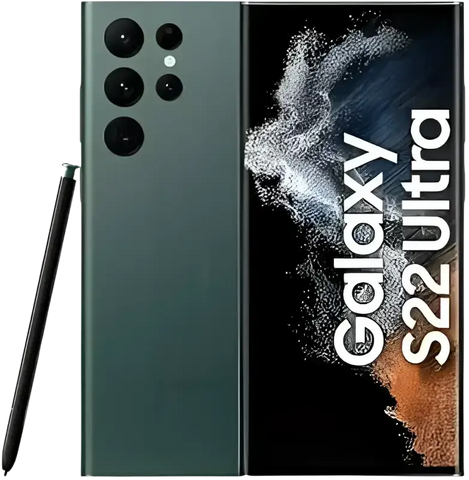 Samsung Galaxy S22 Ultra 5G green smartphone with stylish design and advanced camera features