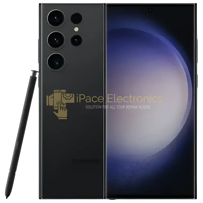 Samsung Galaxy S23 Ultra unlocked smartphone in black with S Pen for enhanced productivity