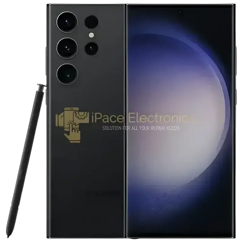 Samsung Galaxy S23 Ultra unlocked smartphone in black with stylus and multiple camera lenses