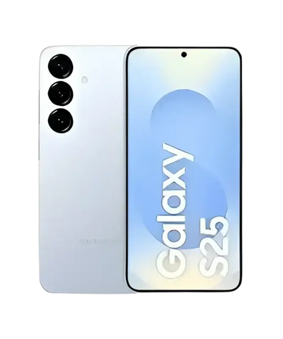 Samsung Galaxy S25 open box smartphone in white with sleek design and vibrant display