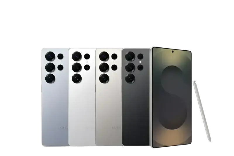 Samsung Galaxy S25 Ultra unlocked smartphone in multiple colors showcasing its sleek design and premium features