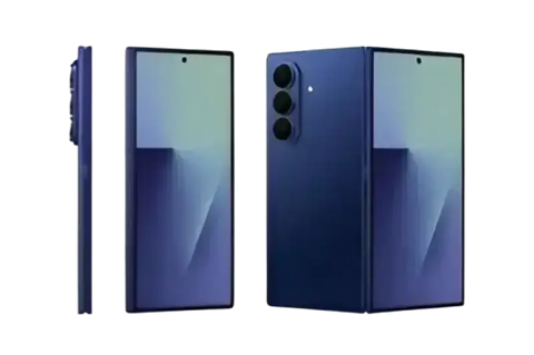 Samsung Galaxy Z Fold7 5G unlocked in navy blue showcasing its sleek design and advanced camera features
