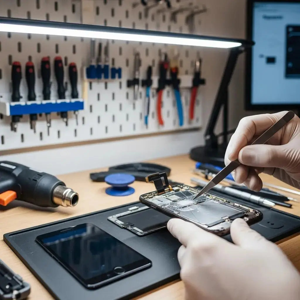 Technician replacing a smartphone screen, highlighting expertise in smartphone repair services