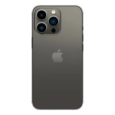 Back view of an unlocked iPhone 13 Pro 128GB for sale in sleek graphite color with triple camera system