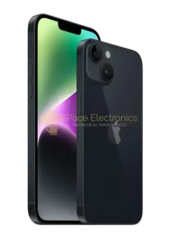 Refurbished iPhone 14 Plus 128GB in black showcasing rear camera and sleek design