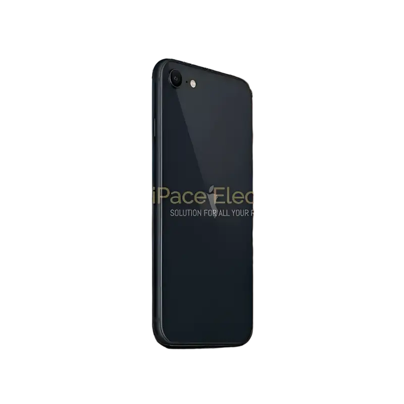 Unlocked iPhone SE 2nd generation in black standing on a cobblestone street