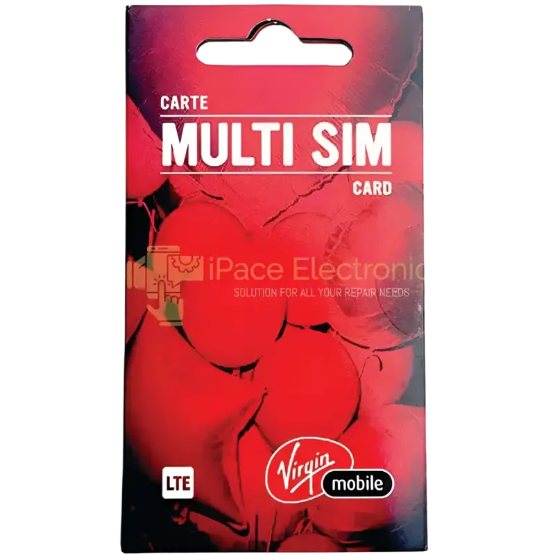 Virgin Mobile SIM card in red packaging with multi SIM options for flexible mobile use