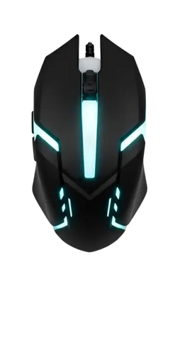 VIVEKPROCOM S028 black and blue wired optical gaming mouse with illuminated accents for right-handed use