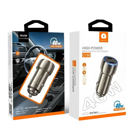 Wuw C190 12V Car Adapter 40W 2xUSB-C Black