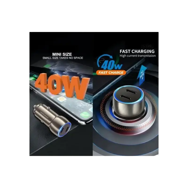 Wuw C190 12V Car Adapter 40W 2xUSB-C Black